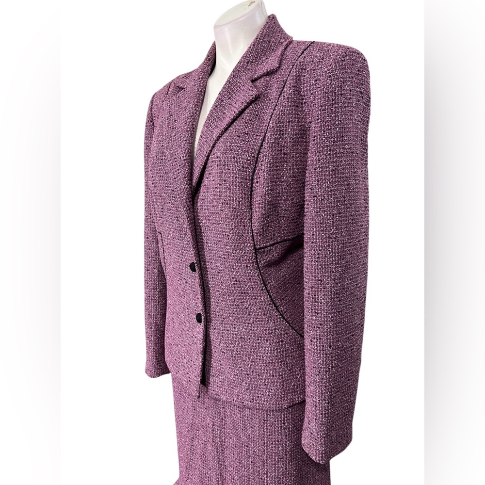 Kasper Purple Tweed Skirt Suit Set - Picture 3 of 6